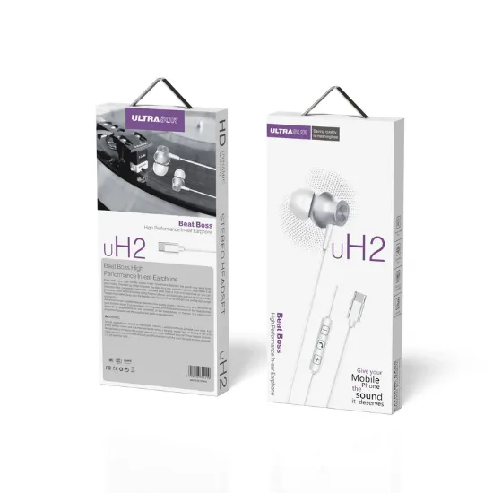 تصویر  هندزفری باسیم با پورت UltraSUR Type-C مدل uH2 - خاکستری