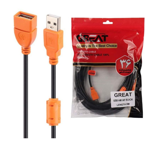 تصویر  کابل افزایش طول USB مارک گریت Great به طول 1.5 متری